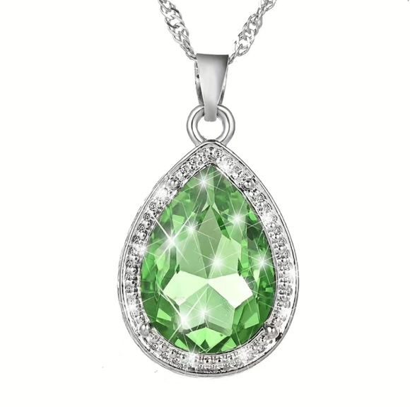 Sparkling Green CZ Rhinestone Necklace - Picture 1 of 3